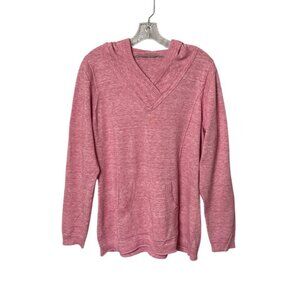 Athleta Pink Hooded Pullover Sweater XL Kangaroo Pocket Long Sleeve Lightweight